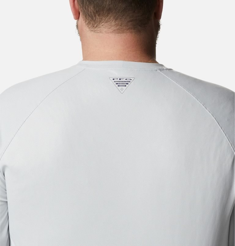Men's Columbia PFG Terminal Deflector Long Sleeve Sweatshirts Light Grey | Plus Size CA-B4056